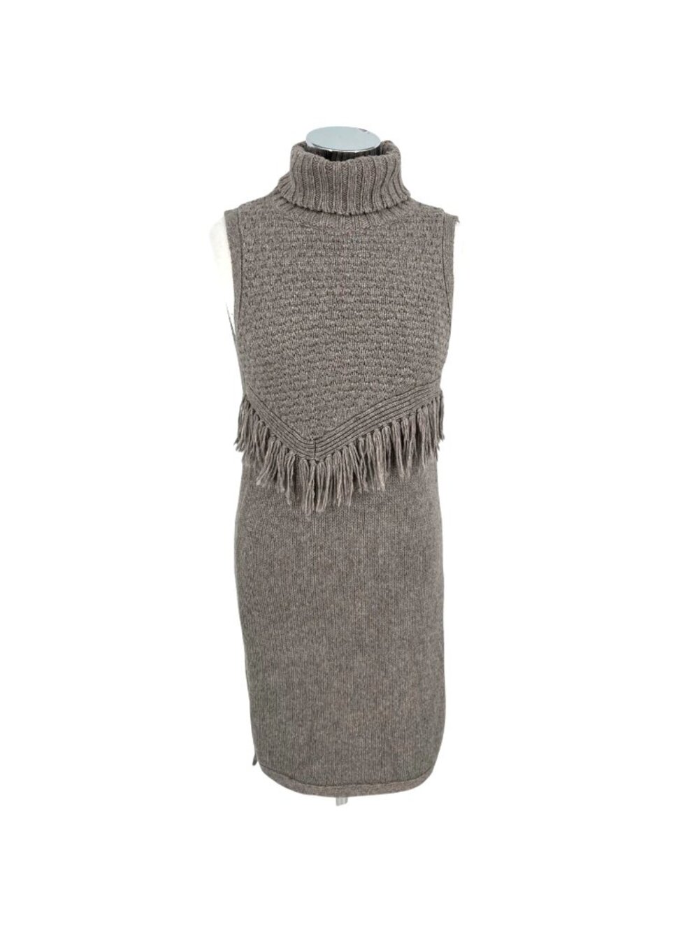 Anthropologie Nomad Morgan Carper Fringe Sweater Dress Gray Western Size Small